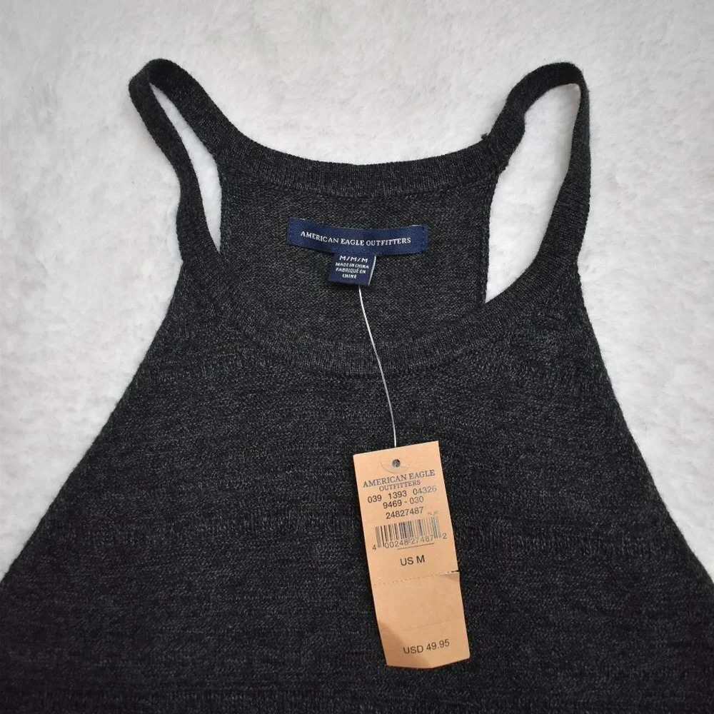 American Eagle Dress Knit Mini Sz M Pullover Minimalist Neutral Preppy - Picture 9 of 16